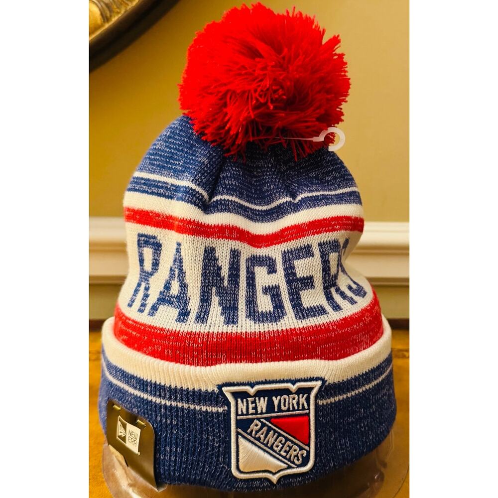 New Era NHL New York NY Rangers Snow Days Cuffed Pom Pom Unisex Beanie Hat NEW
